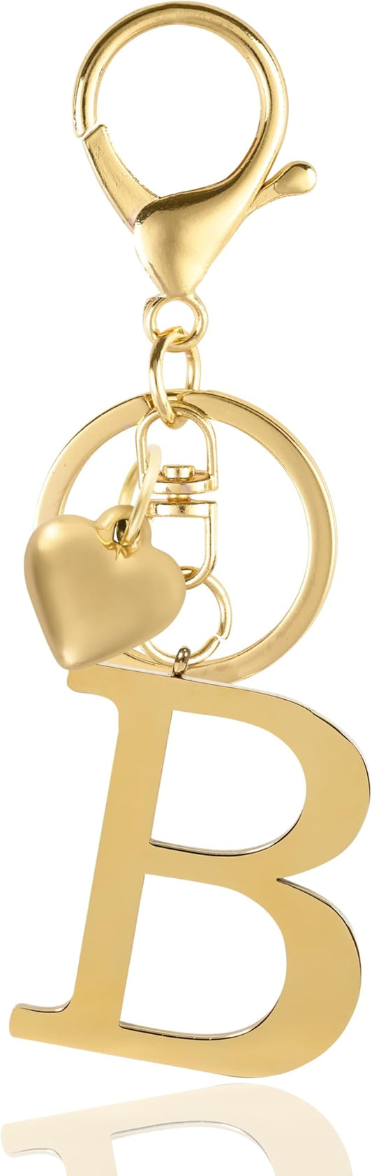Metal Heart Alphabet Keychain for Women, Girls - Cute Initial Letter Accessories for Purse, Bag Charms and Backpack