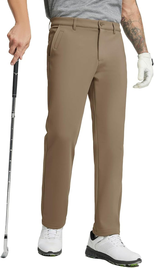 M MAELREG Golf Fleece Lined Pants Men Softshell Water-Resistant Workout Casual Outdoor Hiking Insulated Winter Pants for Men