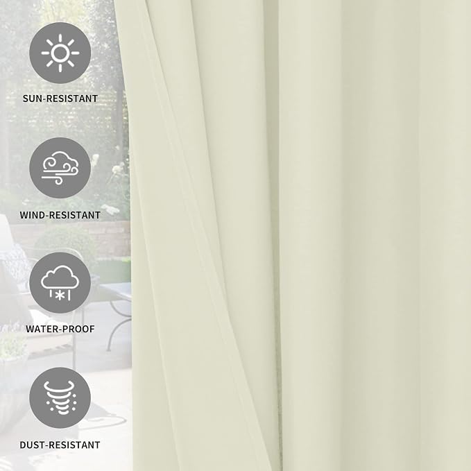 Easy-Going 100% Waterproof Outdoor Curtains 54x84 inch, Gazebo and Pergola 2 - Image 5