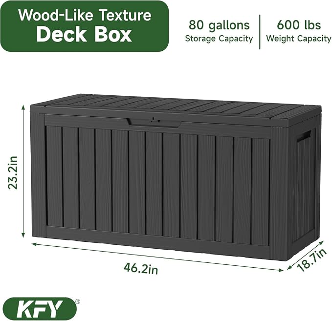 90 Gallon Waterproof Resin Deck Box, UV Resistant Outdoor Storage - Image 2