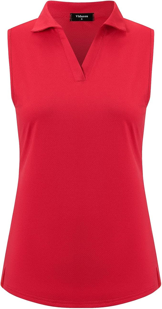 Womens Sleeveless Golf Polo Shirts Lightweight Tennis Sport Tops