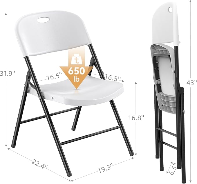 Nazhura 350 Weight Limit Heavy Duty Plastic Folding Chair - Image 3