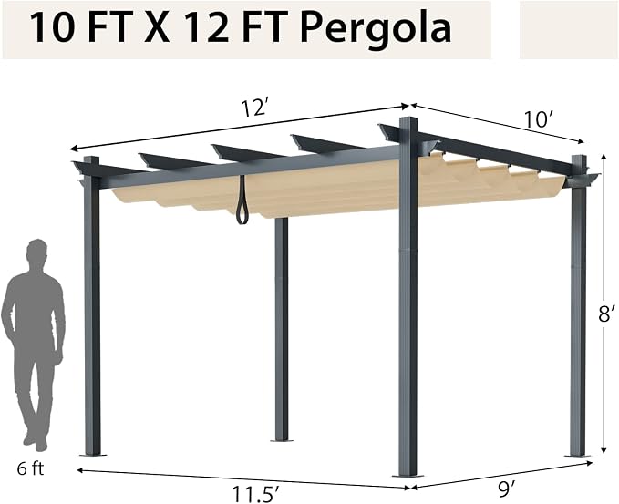 Tangkula 10x12 Ft Heavy-Duty Aluminum Pergola - Image 8