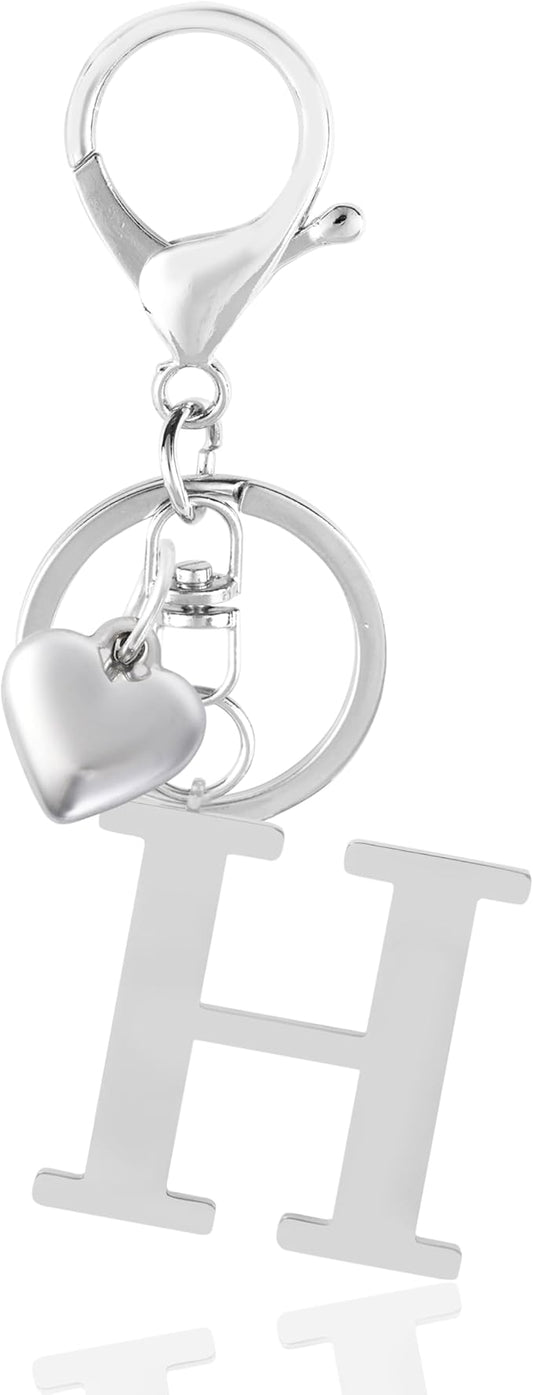 Metal Heart Alphabet Keychain for Women, Girls - Cute Initial Letter Accessories for Purse, Bag Charms and Backpack