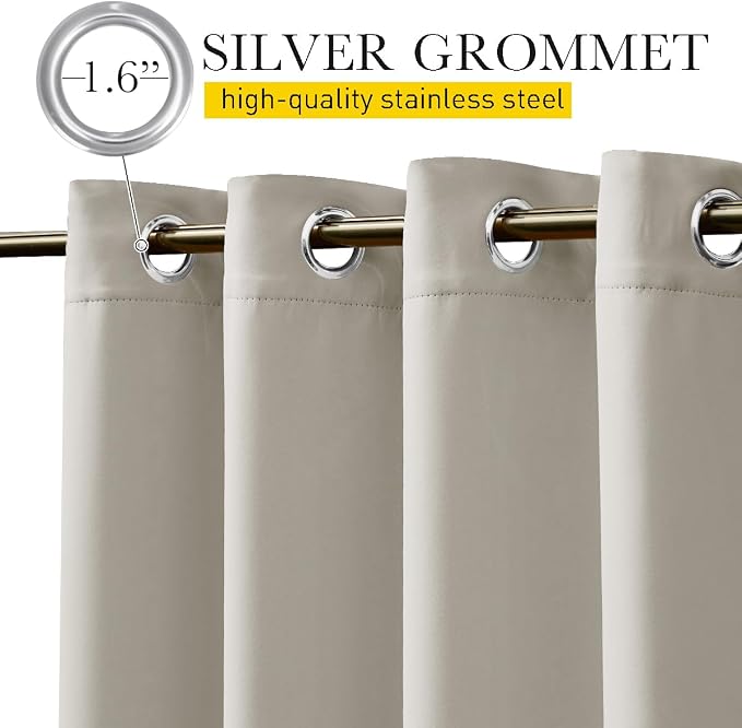 NICETOWN Gazebo Curtains Outdoor Waterproof W100 x L84 in Natural | Windproof - Image 4