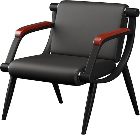 wonline Waiting Room Chairs, Office Furniture Reception Chairs with Arms, Leather Chairs is Suitable for Clinic,Airport,Hospital,Barber,Salon,Bank-Black