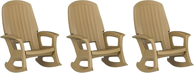 Rockaway Heavy Duty All Weather Rocking Chair, 3 Pack | Polyethylene Outdoor by Semco