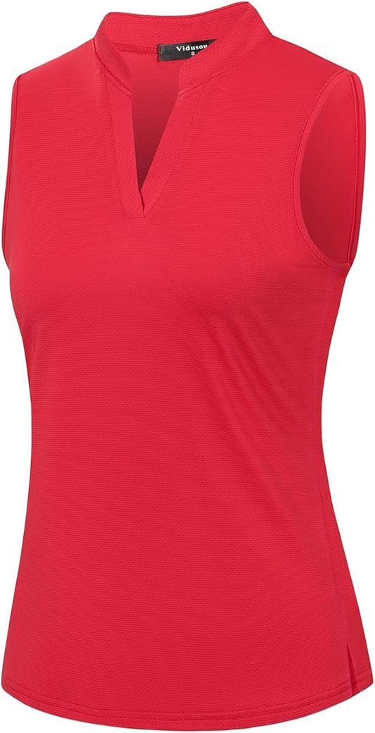 Womens Sleeveless Golf Polo Shirts Lightweight Tennis Sport Tops