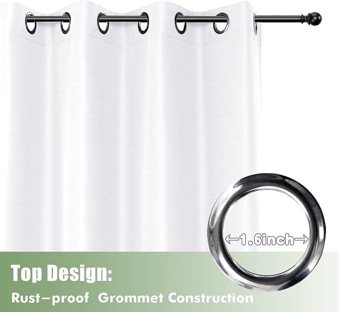 HolidayIdeas Outdoor Curtains for Patio Waterproof 6 Pcs 54x95 Inch White | - Image 4