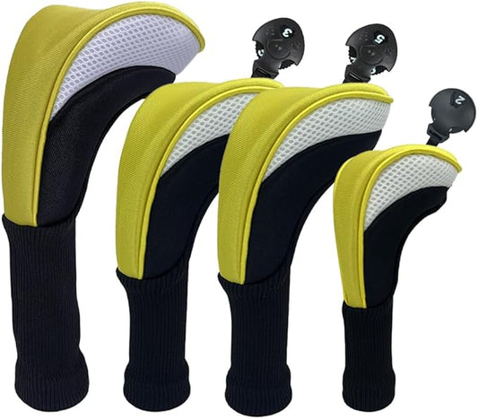 Golf Head Covers for Fairway Woods Driver Hybrids 5 Pieces Nylon Mesh Sports Fan Golf Club Headcovers-Golf Accessories for Men Women.