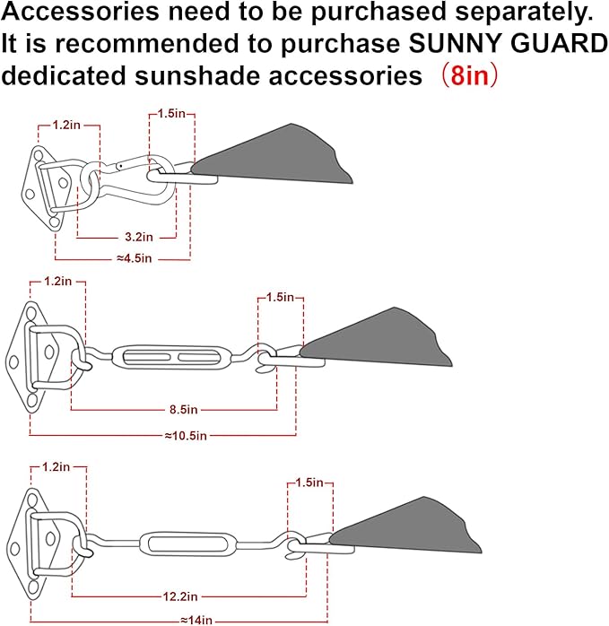 SUNNY GUARD Custom Size 11'x24' Rectangle Dark Grey UV Block Sunshade - Image 3