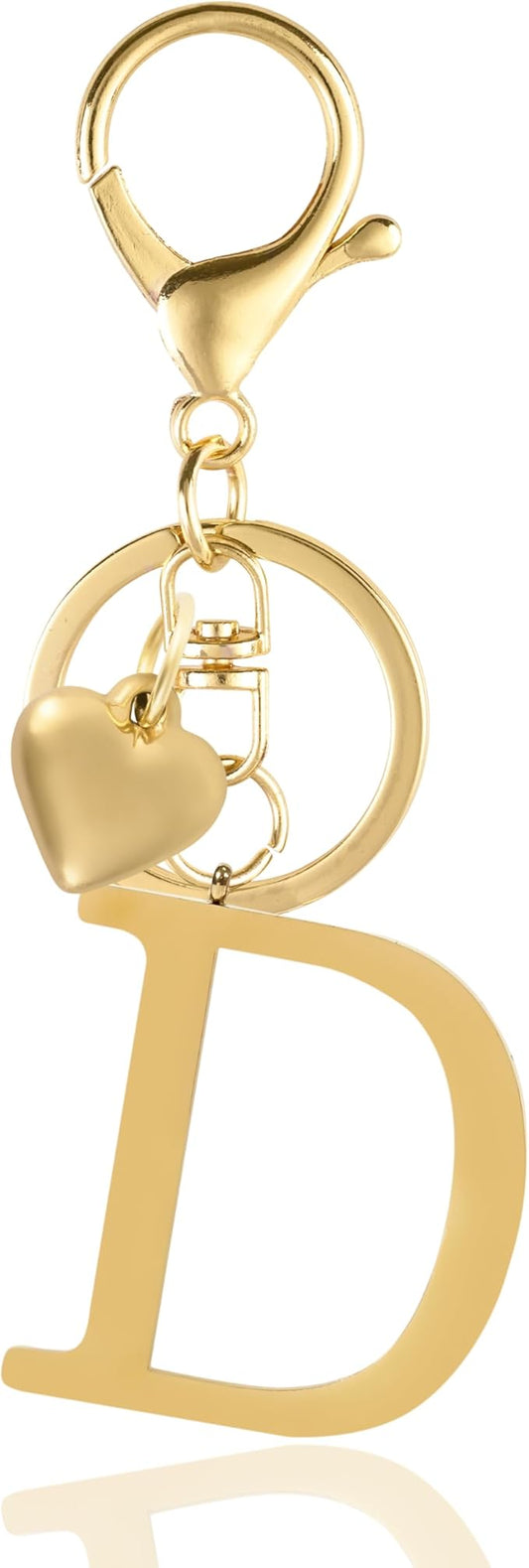 Metal Heart Alphabet Keychain for Women, Girls - Cute Initial Letter Accessories for Purse, Bag Charms and Backpack