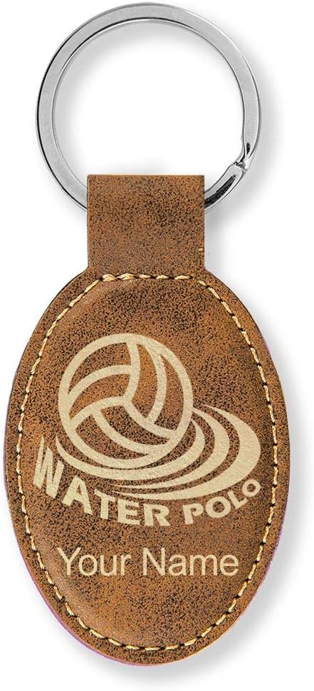 LaserGram Oval Keychain, Water Polo, Personalized Engraving Included
