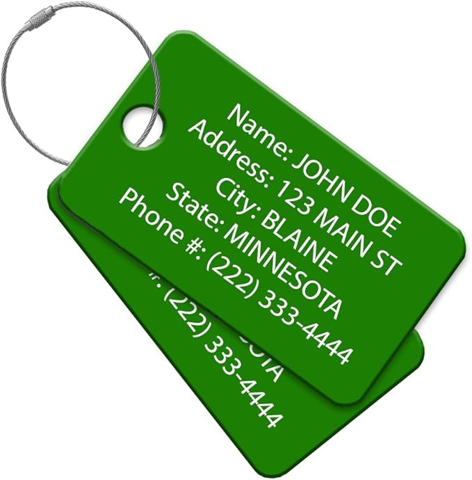 Multi Pack Customized Tavel ID Tag - Luggage Tag - Golf Bag ID - Personalized ID Travel Tag - Imprinted Luggage Tag - Luggage, Bikes, Sport Equipment and More. (4)