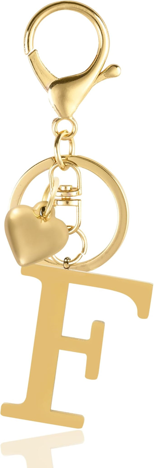 Metal Heart Alphabet Keychain for Women, Girls - Cute Initial Letter Accessories for Purse, Bag Charms and Backpack