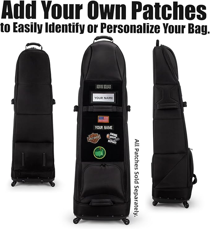 Self Standing Upright All Direction 4 Spinner Swivel Wheel Golf Travel Bag. Soft-Sided Fully Padded Heavy Duty Fabric. Multidirectional Airline Travel Cover Case. Compact Foldable Carry Bag Included.
