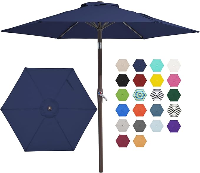 JEAREY 7.5 ft Outdoor Patio Umbrella, Table Umbrella, Tilt & Crank lift by JEAREYOutdoorsCollection