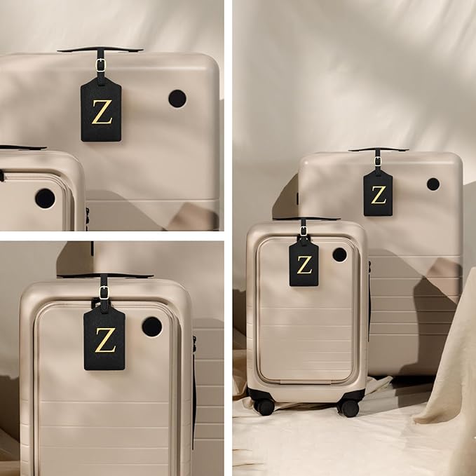 Luggage Tag PU Leather for Suitcase Baggage Handbag Travel Bag Label Suitcase Tag Label Tag w. Name Card & Privacy Cover (Z)