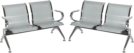 Kinfant Waiting Room Chairs - Reception Guest Bench for Airport Hospital Bank Salon Barber (Silver)