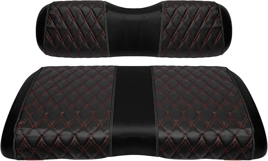 Golf Cart Vinyl Replacement Seat Covers fits EZGO RXV 2008+, Diamond Front Seat Cover Black Stitching Durable Breathable & Easy to Clean