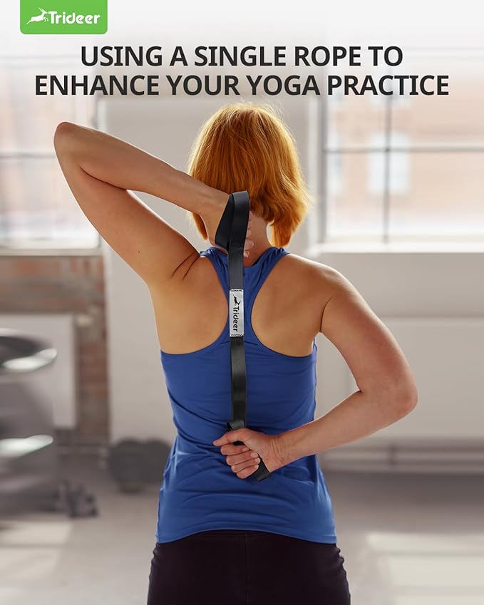 Trideer Stretching Strap Yoga Strap Physical Therapy for Home Workout, Exercise, Pilates and Gymnastics, 10 Loops Non-Elastic Stretch Bands with Aesthetic Packaging for Women & Men