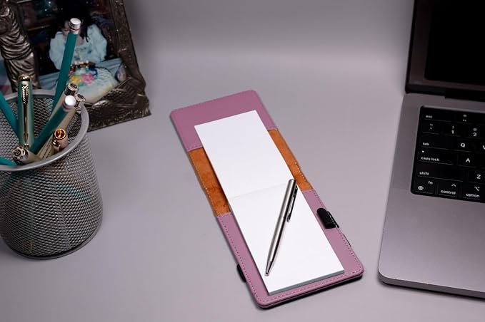 LaserGram Mini Padfolio with Notepad and Pen, Golfer Golfing, Personalized Engraving Included (Pink)