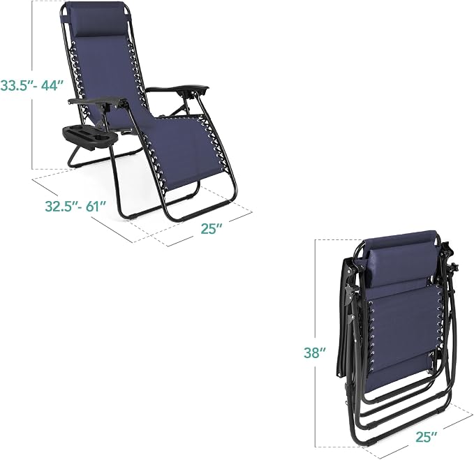 Best Choice Products Set of 2 Adjustable Steel Mesh Zero Gravity Lounge Chair - Image 3