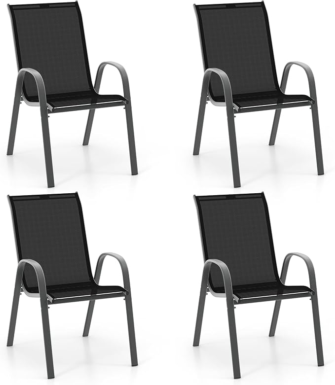 MEDIMALL Patio Chairs, Stackable Patio Chairs Set of 4, Outdoor Dining Chairs by MEDIMALL