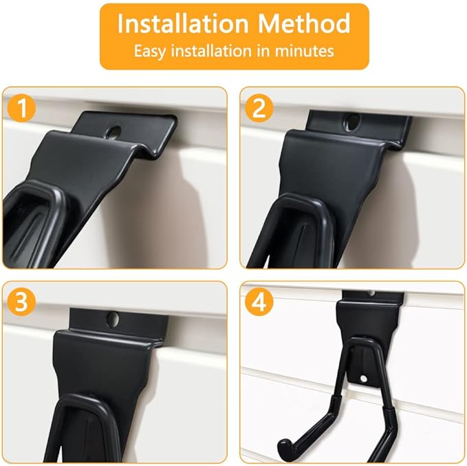Slatwall Hooks Heavy Duty Slat Wall Accessories Garage Small U Hooks and Hangers for Garage Organizers, Black(10 Pack)