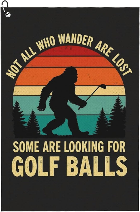 Black Funny Golf Towel with Carabiner Clip 24"x16" Hilarious Cute Golf Towels for Golf Bags Microfiber Waffle Fun Golf Rag for Disc Balls Clubs Accessories for Men Women Dad Golfers
