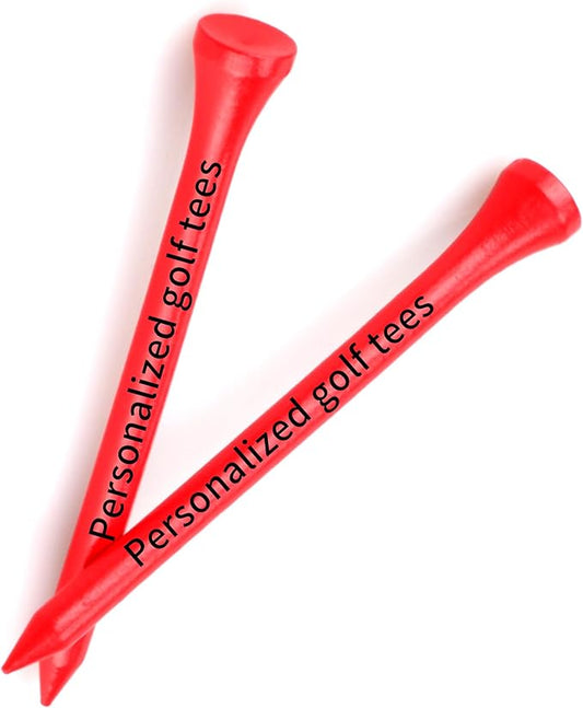 100pcs Personalized Golf tees, Printed with Your Name or Text Logo. Customized red Wooden Golf tees, 3 1/4 inches, Personalized Golf Gifts