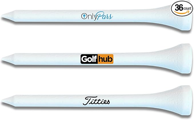 OnlyPars Golf Tees - Golf Hub Tees - Set of 36 Golf Tees - 3 Designs - Golf Tee Gift Set