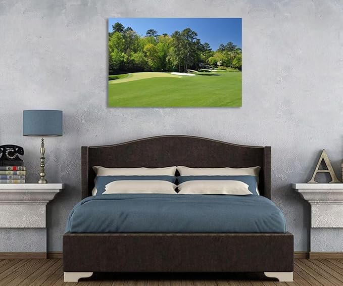 chenchenArt Augusta National Wall Art - Augusta Golf Course Wall Art for Living Room Bedroom Bathroom - Augusta Golf Course Picture Poster Canvas Prints Framed Ready to Hang(18''H x 24''W)