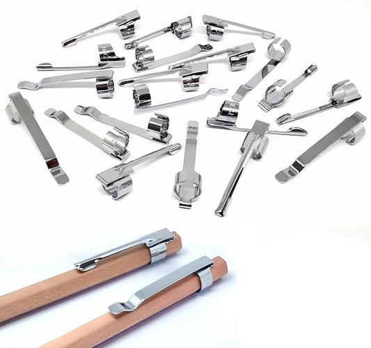 Adhere Pencil Clips, Silver Metal Clips Sliding Epoxy Pen Golf Pencil, Pocket,Shirt, Study Holder Portable Hanging 2 Style(20pcs)