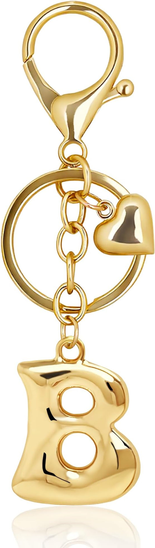 Gold Bubble Heart, Cherry, Bow & More Designs Letter Initial Keychain Bag Charms – Cute Purse Charms for Handbags