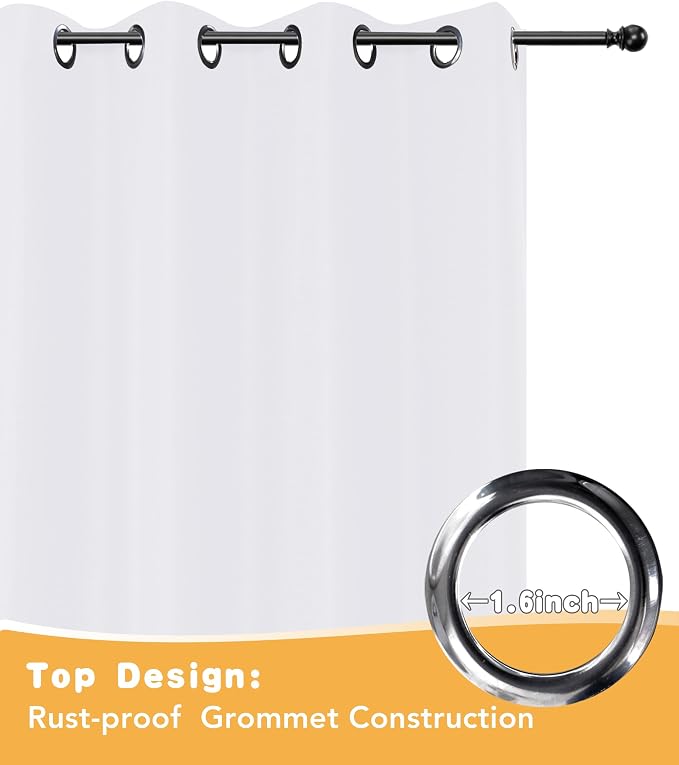 Extra Wide Outdoor Curtains for Patio Waterproof 4 Pcs 110x95 Inch White | - Image 4