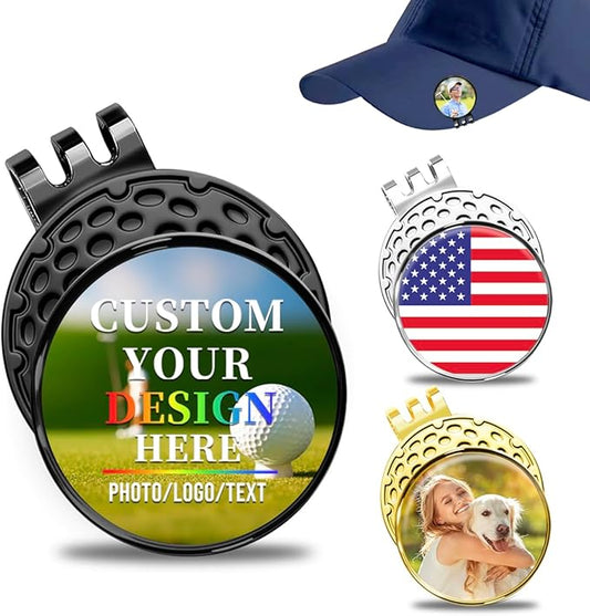 Personalized Golf Ball Marker Hat Clip – Custom Magnetic Ball Marker with Your Photo, Name, Logo or Initials – Unique Golf Gift for Men, Dad, Coach, Golfer