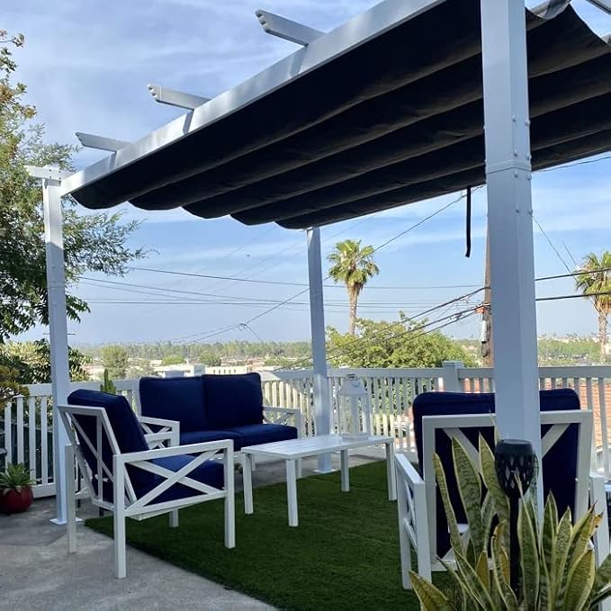 PURPLE LEAF Pergola 10' x 12' Aluminum Frame Retractable Sun Shade, Powder coat - Image 8