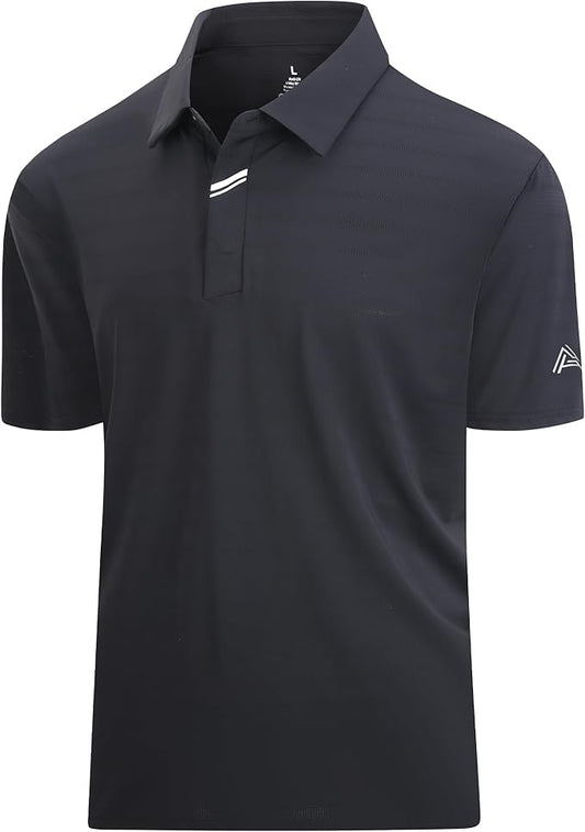 Esabel.C Jacquard Golf Shirts for Men Moisture Wicking Short Sleeve Performance Dry Fit Active Mens Polo Shirts