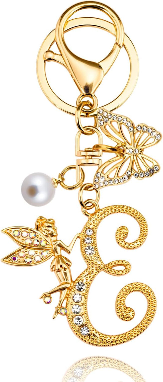 Initial Keychain Bag Charm Women Purse Charms for Handbags Accessories Charm for Wallet Butterfly Pendant for Girls