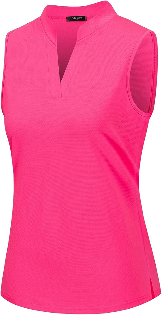 Womens Sleeveless Golf Polo Shirts Lightweight Tennis Sport Tops