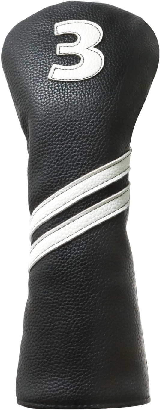 Golf Club Covers,4pcs or 1pc Golf Headcovers for Woods and Driver Fairway Hybrids Women Men - Premium PU Leather with Interchangeable Tags & Magnetic Blade and Mallet Putter Covers