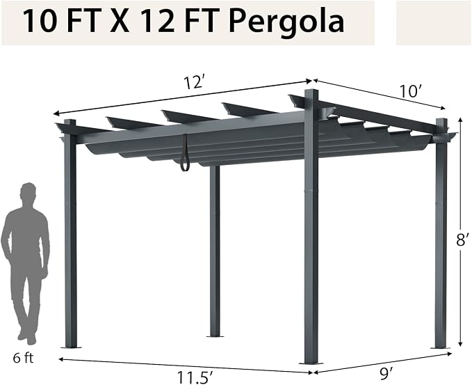 Tangkula 10x12 Ft Pergola, Heavy-Duty Aluminum Outdoor Pergola - Image 8