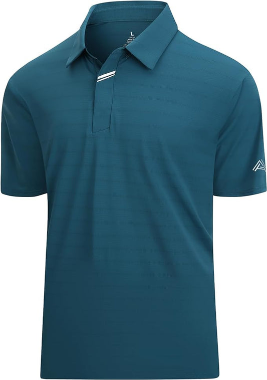 Esabel.C Jacquard Golf Shirts for Men Moisture Wicking Short Sleeve Performance Dry Fit Active Mens Polo Shirts