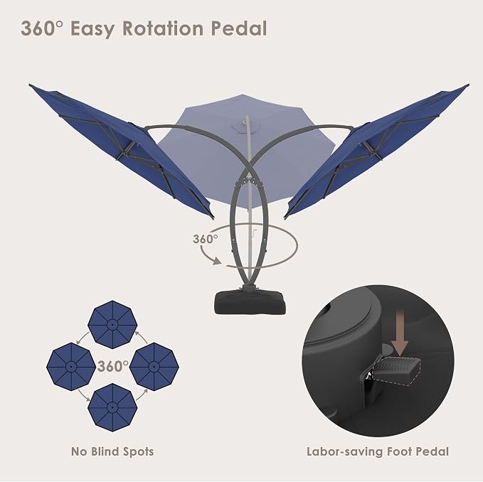 11FT All Aluminum Cantilever Patio Umbrella - Image 5