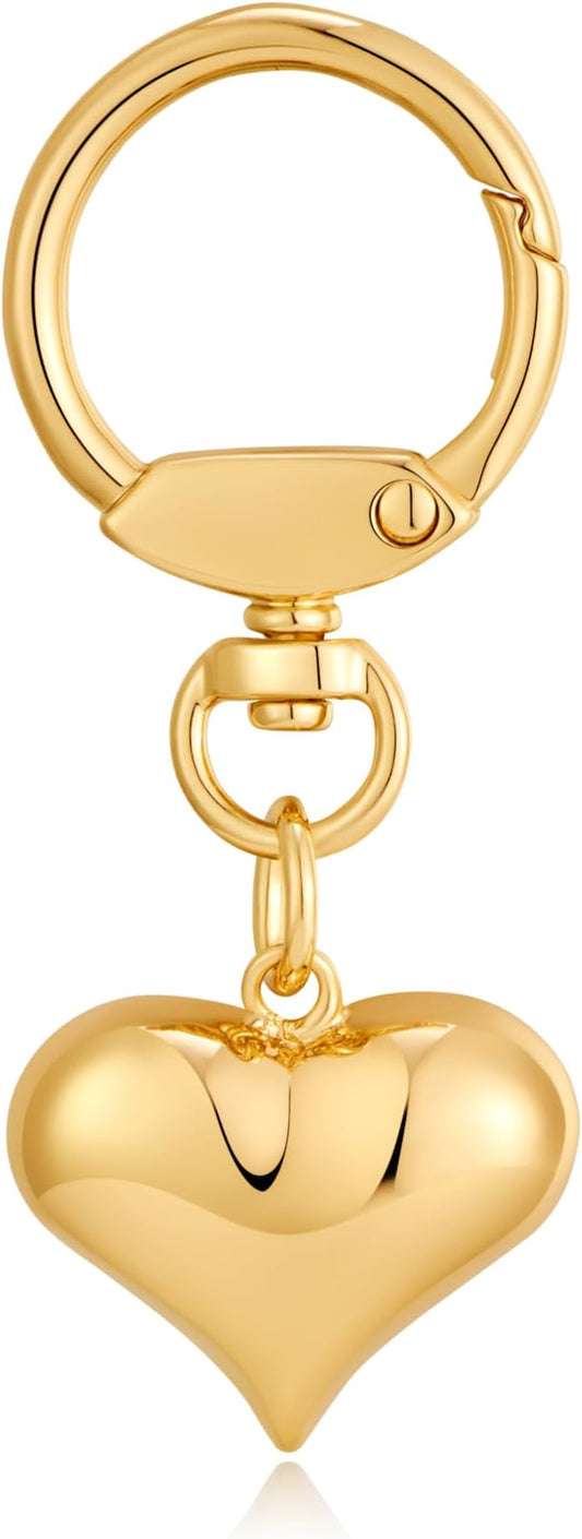 Gold Charm Heart Keychain for Women Bagchain Gold Fashion Keychains Accessories