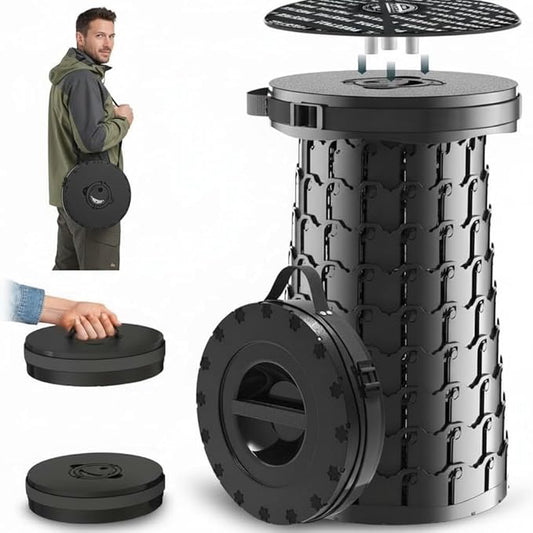 2025 XXL Collapsible Stool with Cushion, 19.7" Tall, 1000lbs Max Weight, Wider & Taller Pop Up Seat, Heavy Duty Portable Retractable Folding Chair, Gift for Camping & Outdoors