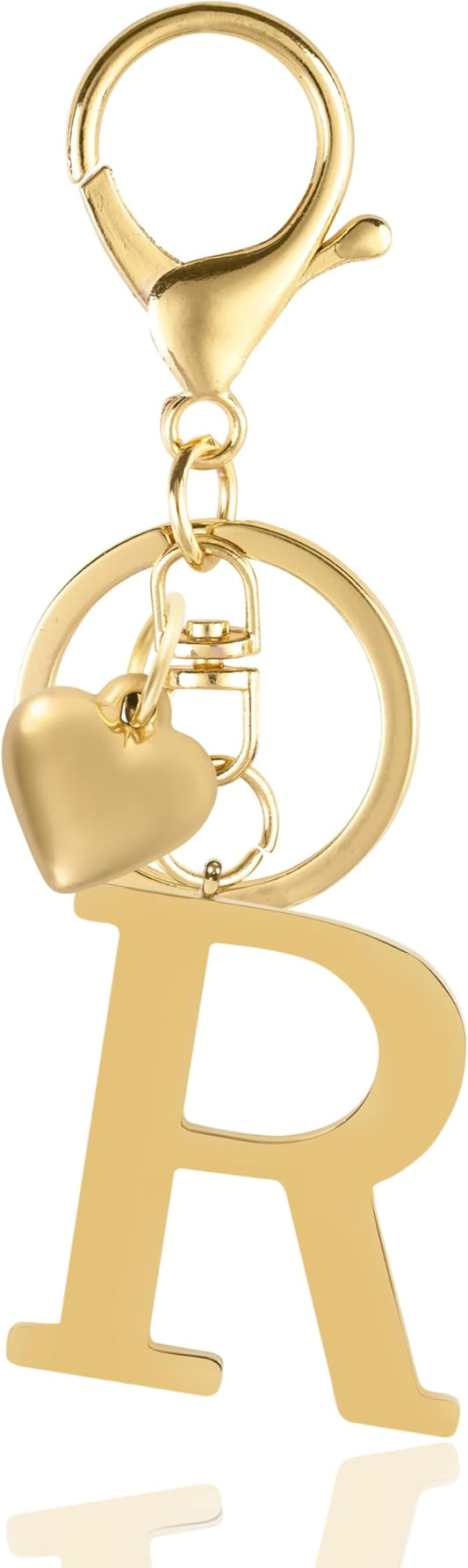 Metal Heart Alphabet Keychain for Women, Girls - Cute Initial Letter Accessories for Purse, Bag Charms and Backpack