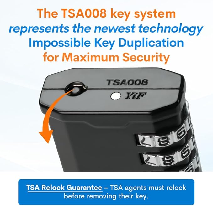 FORGE 4-Digit TSA Approved Travel Locks – TSA008 Key System, Key Duplication Impossible, Heavy-Duty Combination Padlock for Travel, Gym, Pelican Case. Black 3 Locks.
