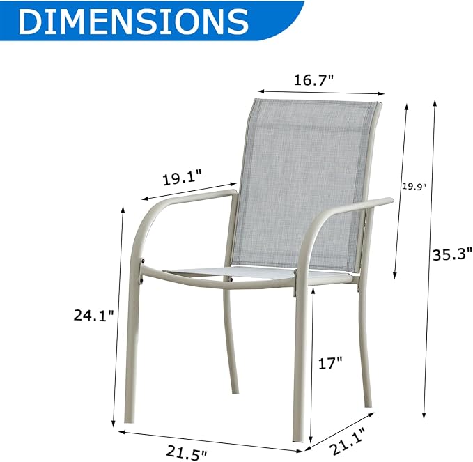 Outdoor Dining Chairs Set of 8, Stackable Patio Chairs - Image 3